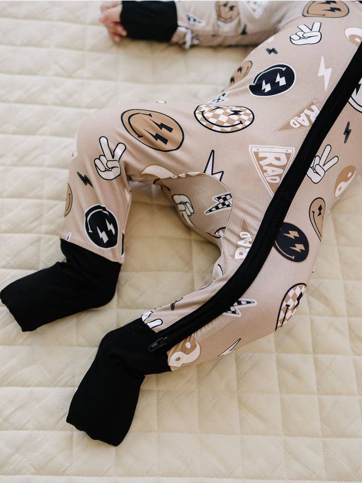 Lucky Panda Kids - Wholesale Jumpsuit - Baby - Bamboo Zip Romper | Latte Rad Vibes2