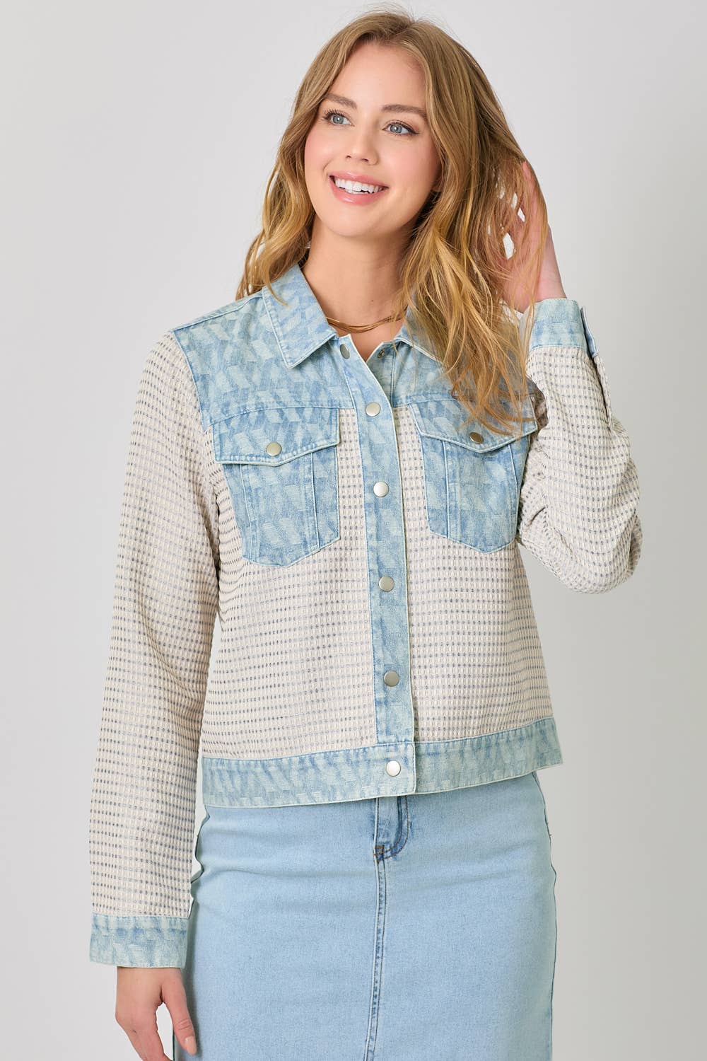 Mystree - Wholesale Denim Jacket - Women's - 60463 Mixed Media Denim Jacket10