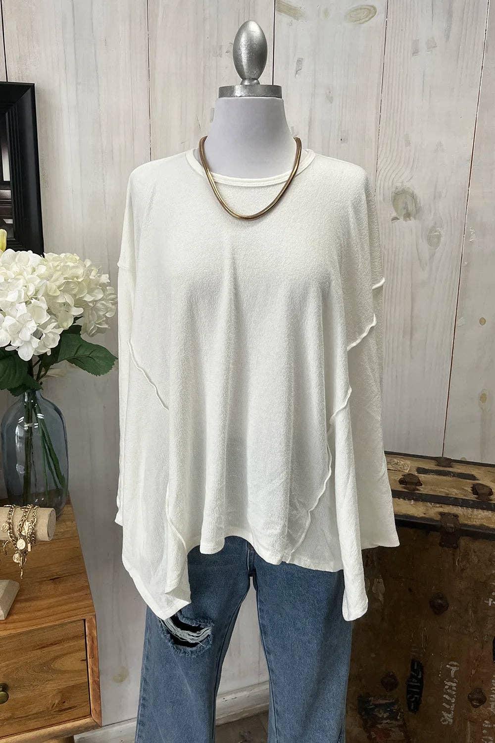 Tasha Apparel Wholesale - Wholesale Tunic Sweater - Women's - Oversized Asymmetrical Long Sleeve Relaxed Fit Cozy Sweater Top0