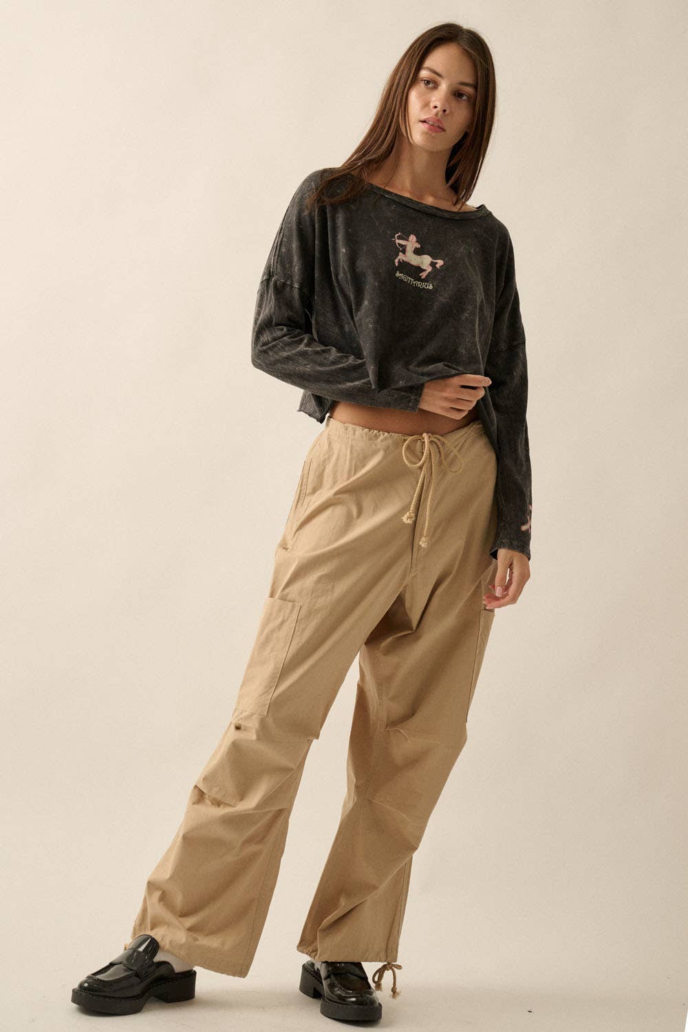 Promesa USA - Wholesale Pants - Women's - Solid Drawstring Side Pocket Cargo Pants4