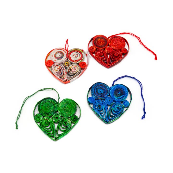 FW-Glas - Wholesale Decorative Tabletop Object - heart swollen, 4 assorted colors0