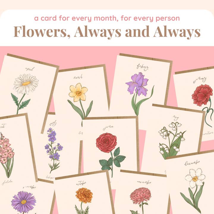 The Paper Narwhal - Wholesale Verjaardagskaartje - Geboortemaand februari Bloem (Iris) wenskaart2