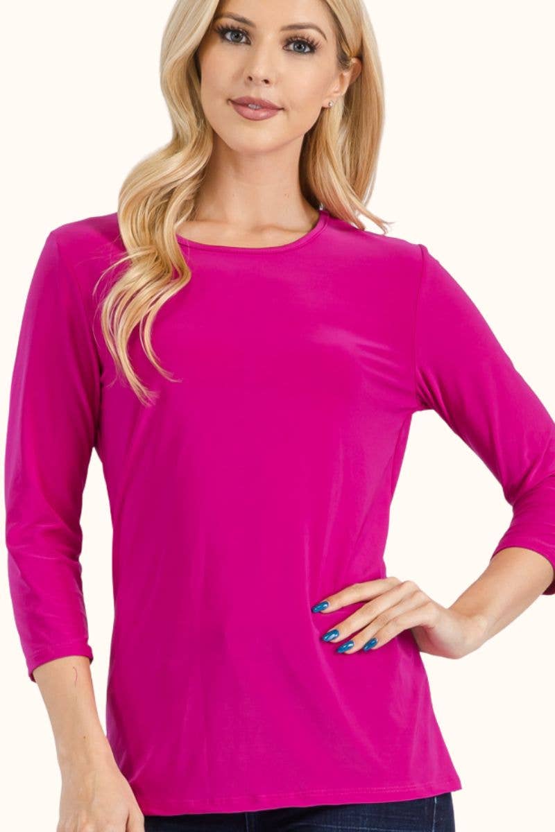 Celeste Clothing - Wholesale T-Shirt - Women's - CLASSIC 3/4 SLEEVE CREW NECK TOP -CT132143