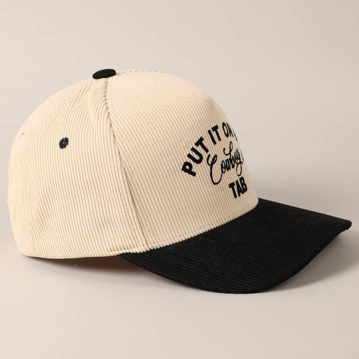 Fashion City – wholesale Baseballkeps - Unisex – Sätt den på min cowboy's Tab tvåfärgad corduroy-keps9