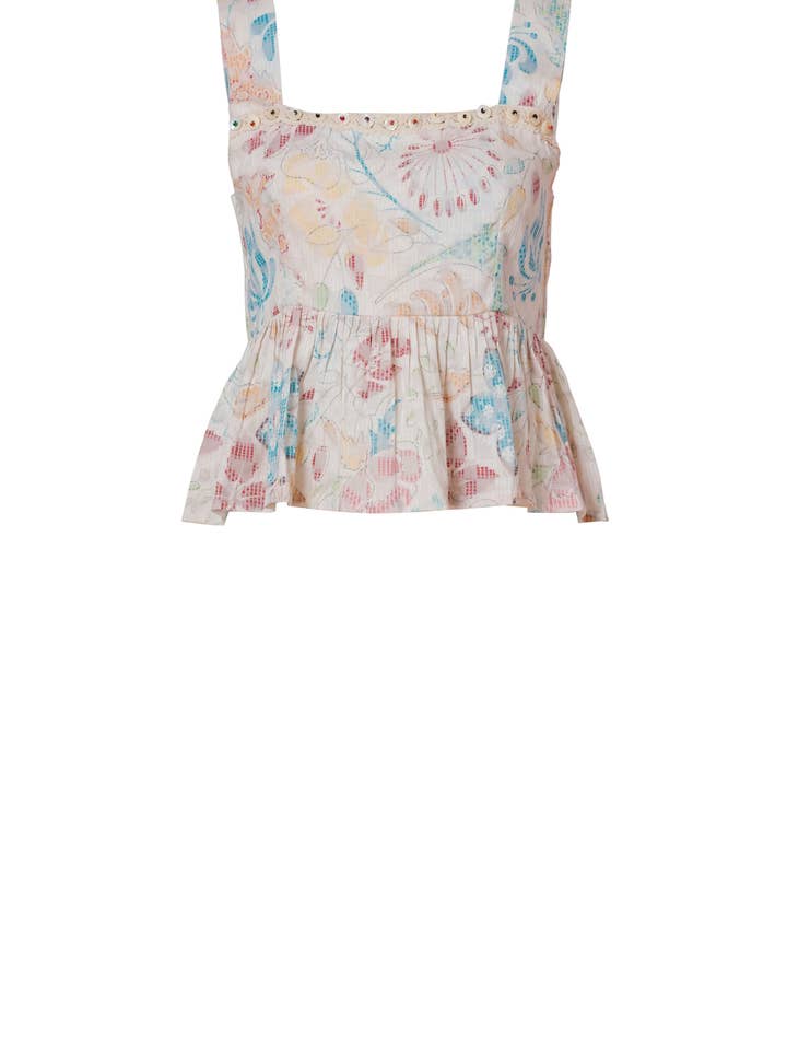 Ariastop.com corporation - Wholesale Blouse - Women's - Floral Cotton Peplum Top for Women3