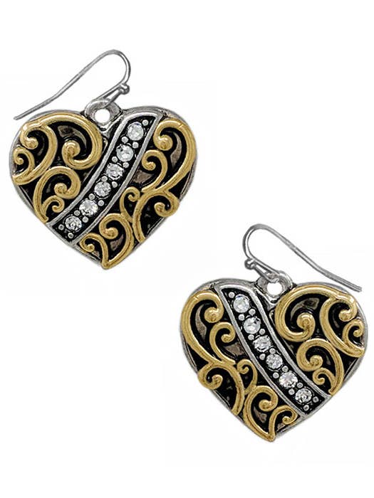 ( S446 ) METAL FILIGREE HEART EARRING for wholesale by Jewelry Max