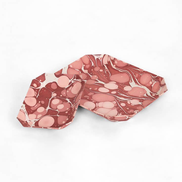 MARBLED OCTAGONAL TRAY SET - RED PEACH PEBBLE for wholesale by Craft Boat