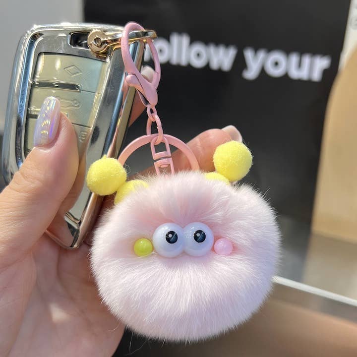 MKS America - Wholesale Keychain - Women's - Fluffy Plush Keychain Cute Cartoon Pom Pom Bag Charm4