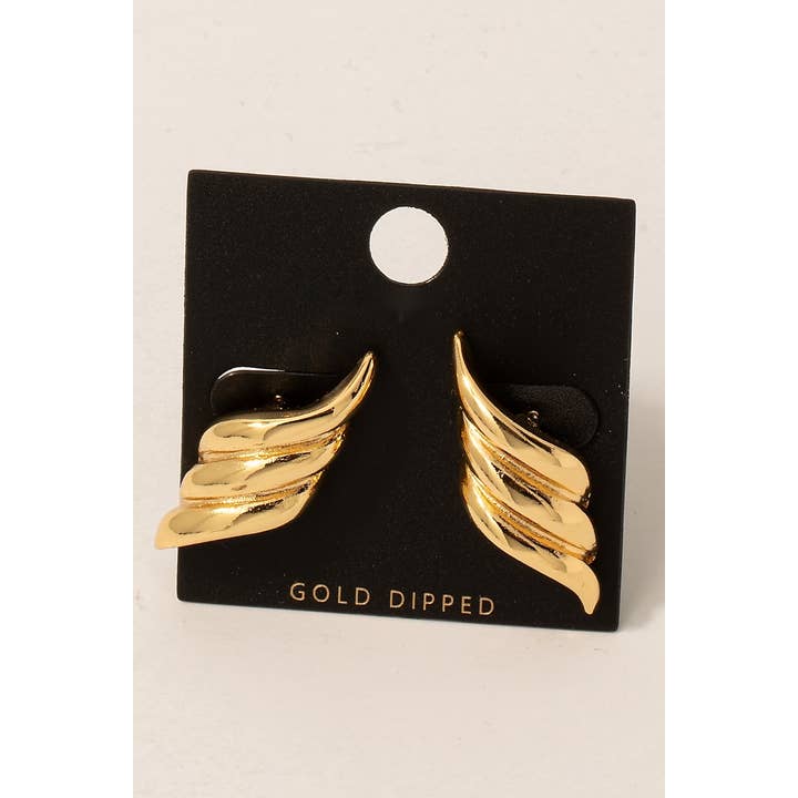Gold Dipped Triple Layered Twist Stud Drop Earrings for wholesale on Faire