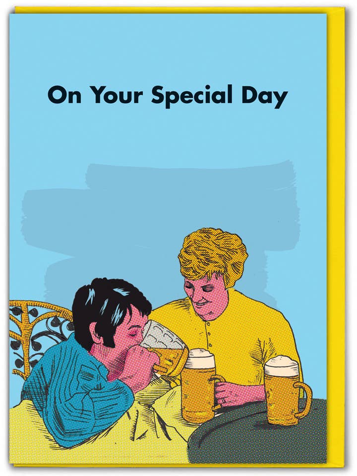Carte d'anniversaire amusante - Beer In Bed de Modern Toss pour la vente par Brainbox Candy