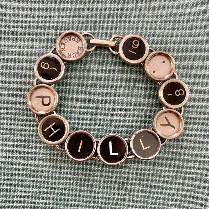 Philly Typewriter Key Bracelet for wholesale by Joy Sparks Designs