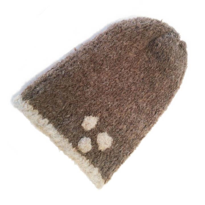hand knit, baby alpaca 3 Dot Hat for wholesale by Silk Wool and Bijoux