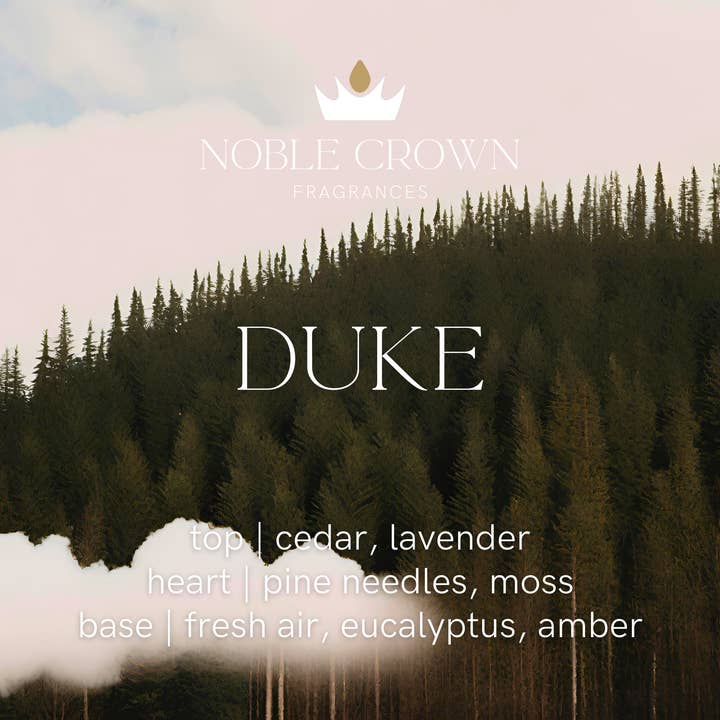 Noble Crown Fragrances - Wholesale Jar/Filled Candle - Duke Candle - outdoorsy cedar, lavender, and pine1