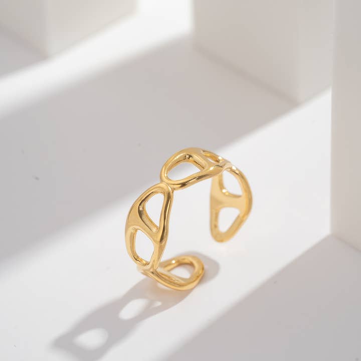 COSMOS - Wholesale Band/Stacked Ring - "Triade Sculpted" Adjustable Stainless Steel Ring1