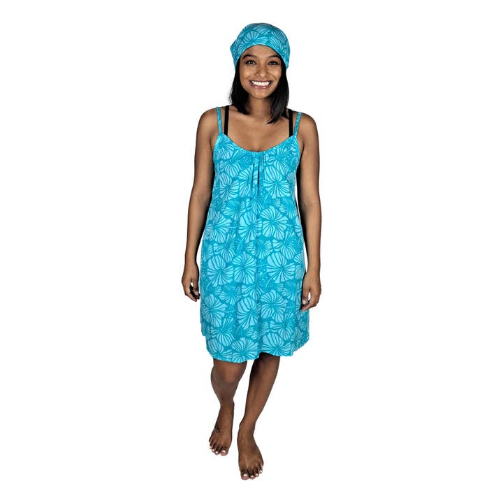 Island Style Clothing Co by Akamai Distribution Ltd - Wholesale Bandana - Women's - Bandana Teal Hibiscus Lightweight Rayon 21 x 21 5