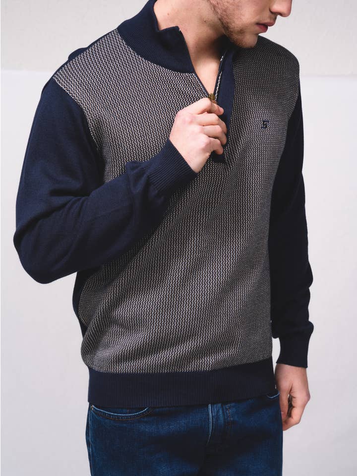 SMF - Wholesale Polo - Men's - 233009 - Bicolor polo with zip