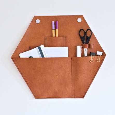 Organizador de couro hexagonal marrom por atacado de Desired-Design