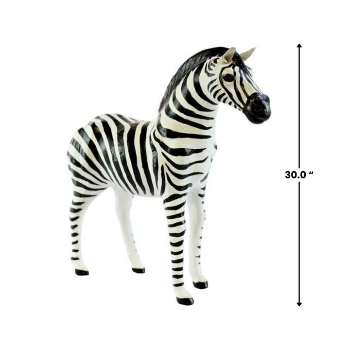 Something wild - Wholesale Sculpture - Handmade Leather Zebra Statue | Eco-Friendly Safari Decor | Indian Artisan Wildlife Figurine5