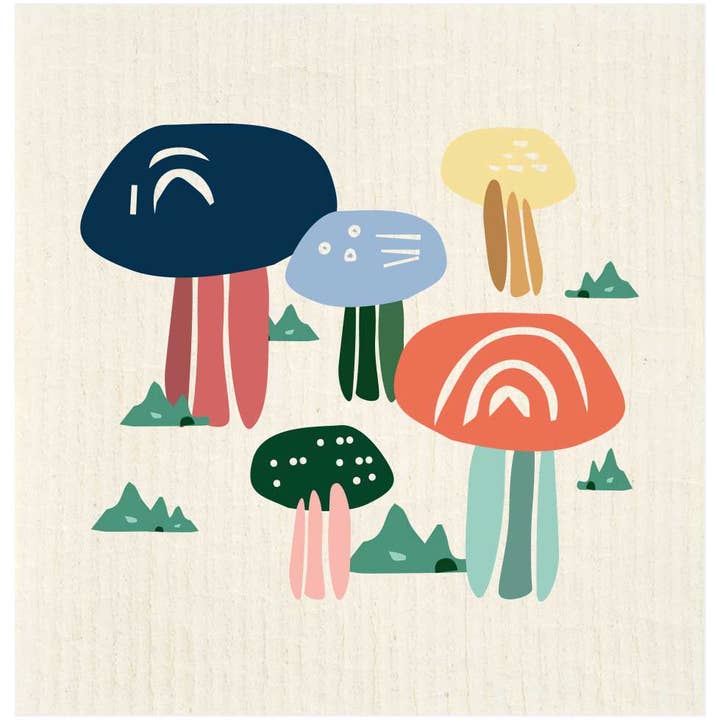 Colorblock Mushroom Zweeds vaatdoek voor wholesale door Potluck Press