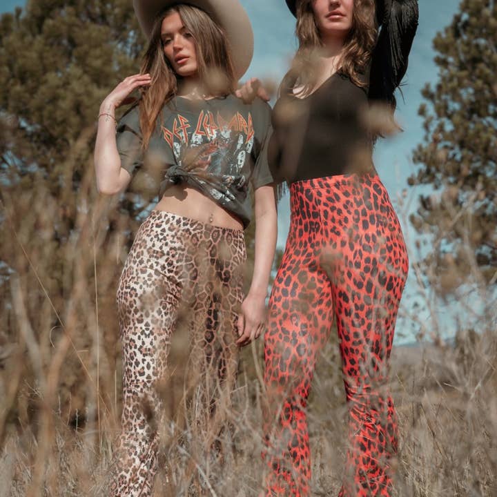 Pretty Attitude Clothing - Wholesale Pants - Women's - Red Leopard Print Bell Bottoms Cheetah Palazzo Flare Pants2