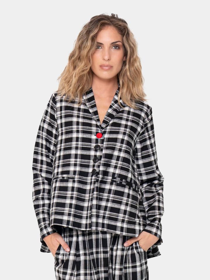 Plaid Shawl Swing Jacket for wholesale by Baci & Amici Fashion - US Continental