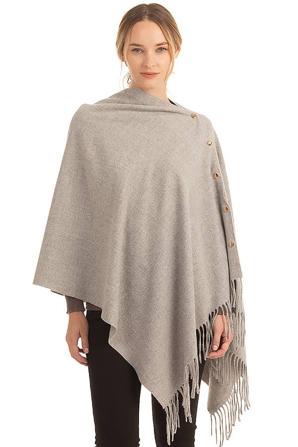 Cap Zone - Vente Poncho – femme - Poncho en forme de châle à bouton-pression en or simpliste6
