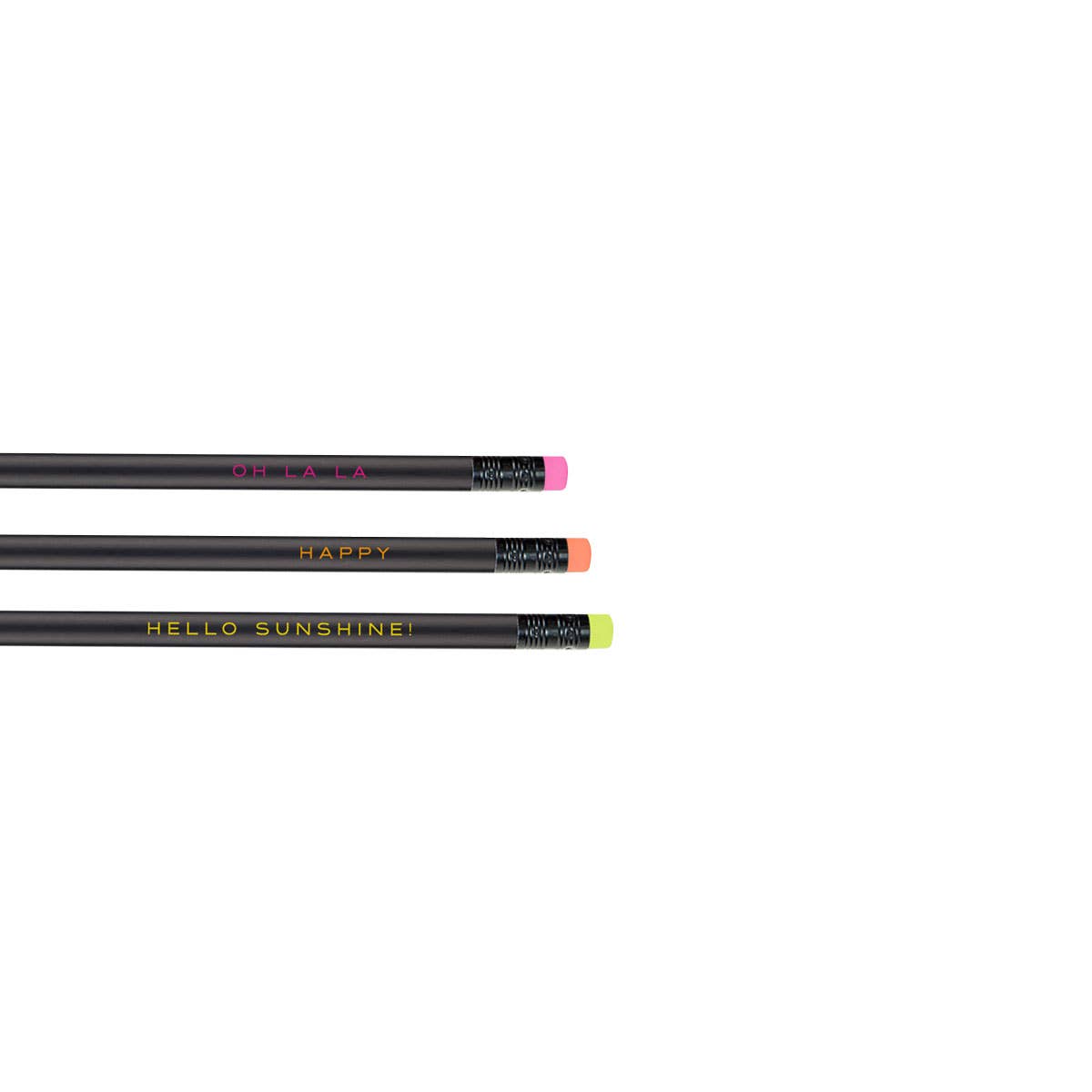 Rössler Papier - Wholesale Pencil - Neon Pencils 3-Piece Set with Quote & Eraser1