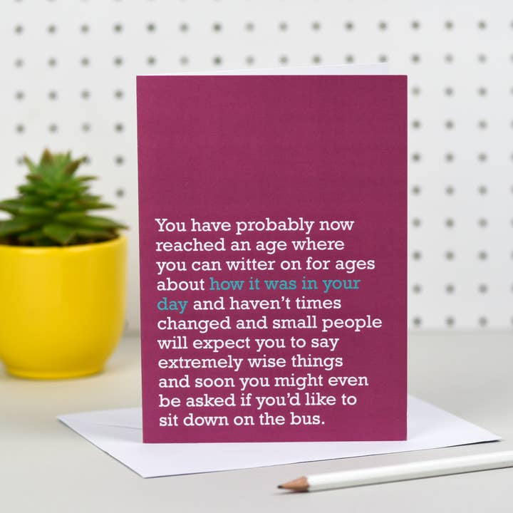 How It Was In Your Day : Birthday Card (Burgundy) for wholesale by The Right Lines