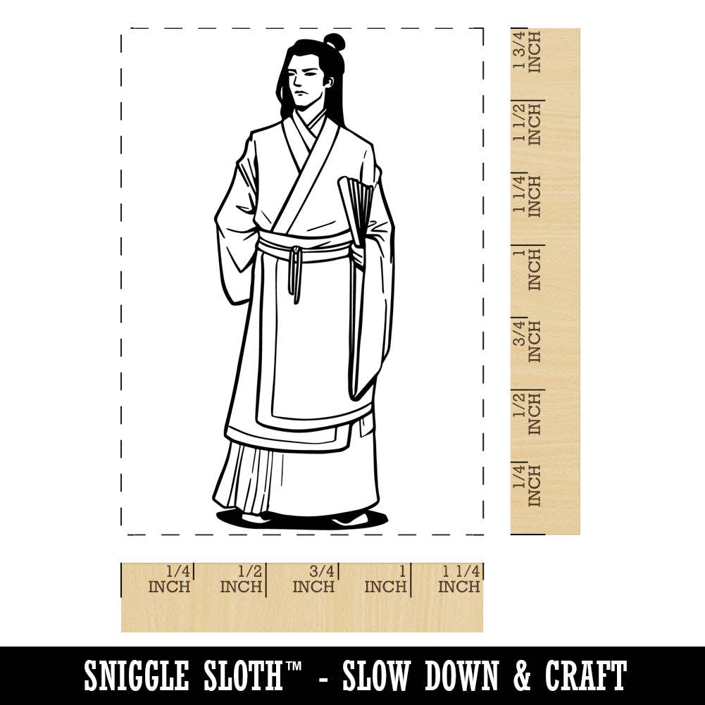 Sniggle Sloth - Vente Tampon encreur/décoratif - Tampon en caoutchouc rectangulaire Hanfu, ancien érudit chinois, pour estampage, artisanat0