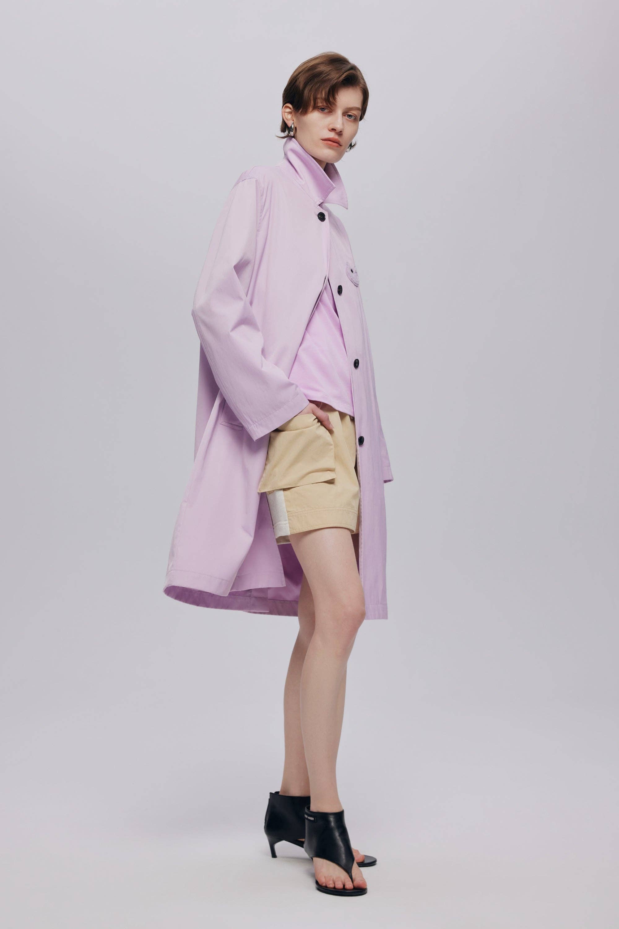 Urlazh - Wholesale Trench Coat - Women's - Pink and Purple Shirred Trench Coat3