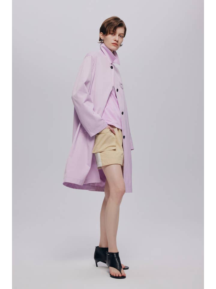 Urlazh - Wholesale Trench Coat - Women's - Pink and Purple Shirred Trench Coat3