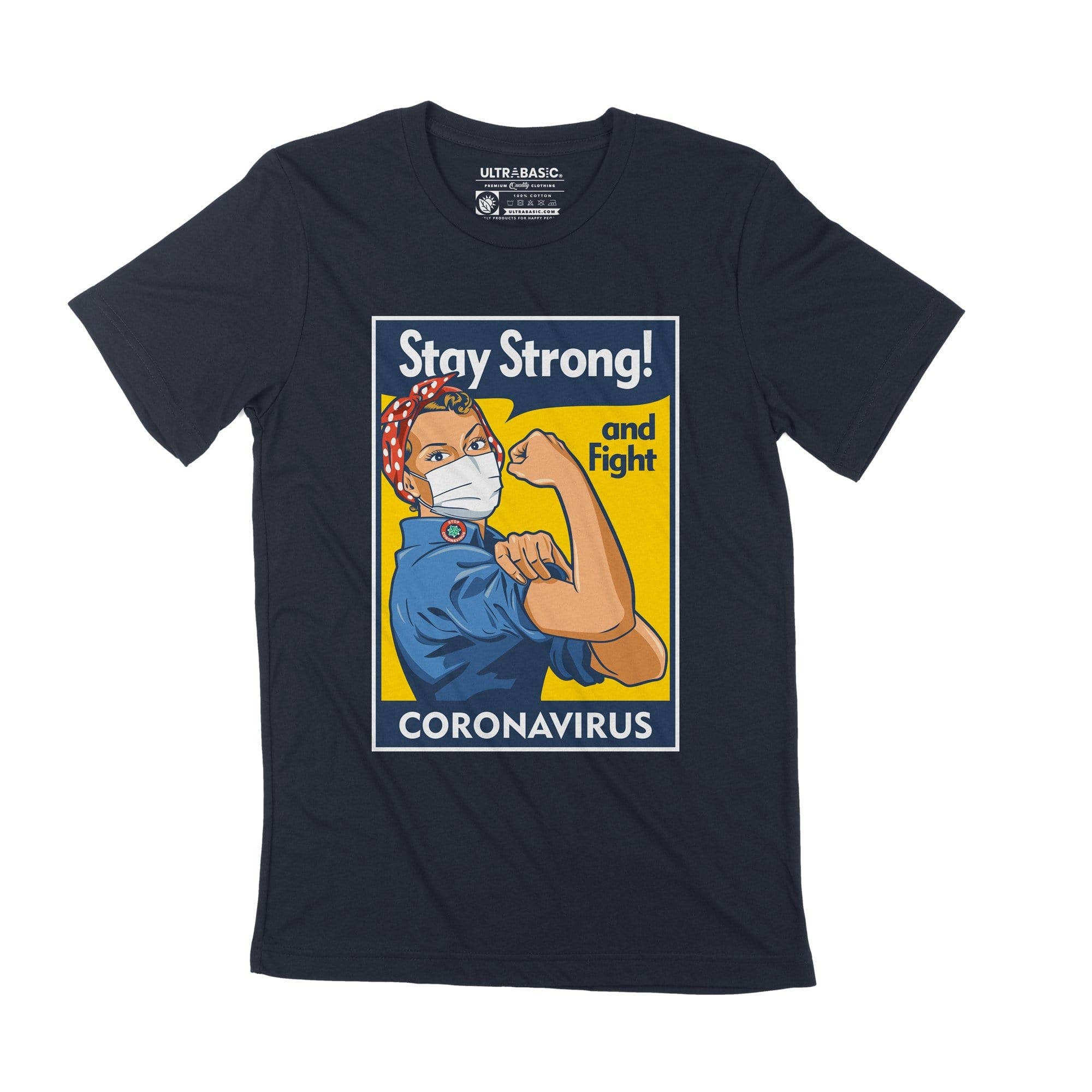 ULTRABASIC - Wholesale Screen Printed T-Shirt - Unisex - Unisex Adult T-Shirt Corona Stay Strong And Fight Coronavirus Stop Covid0