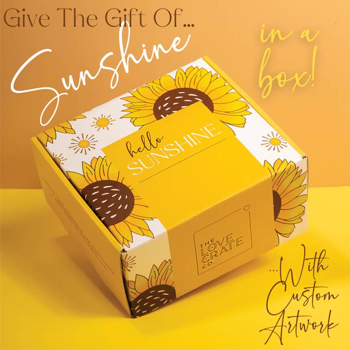 The Love Crate Co. - Wholesale Gift Box - The Love Crate Co Sunflower Gifts for Women, 15pc Custom Gift Box for Women. Get Well Soon Gift Baskets for Women, You Are My Sunshine Gifts, Care Package For Women Thinking of You, Wellness Gifts.