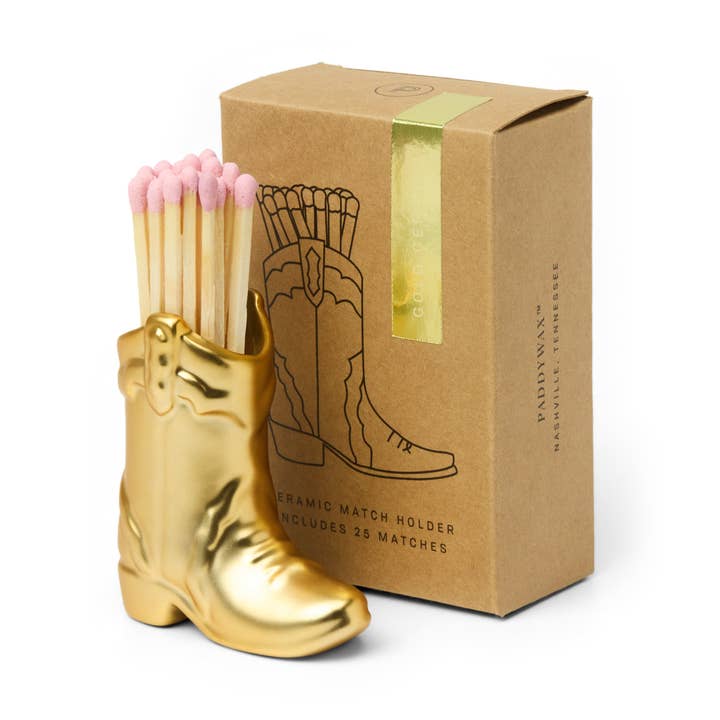 Nashville Ceramic Boot Match Holder (25 Pcs) - Gold for wholesale by Designworks Collective