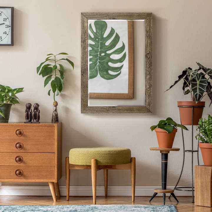 Barnwood spegel, valnöt, 29X41 för wholesale av Wexford Home