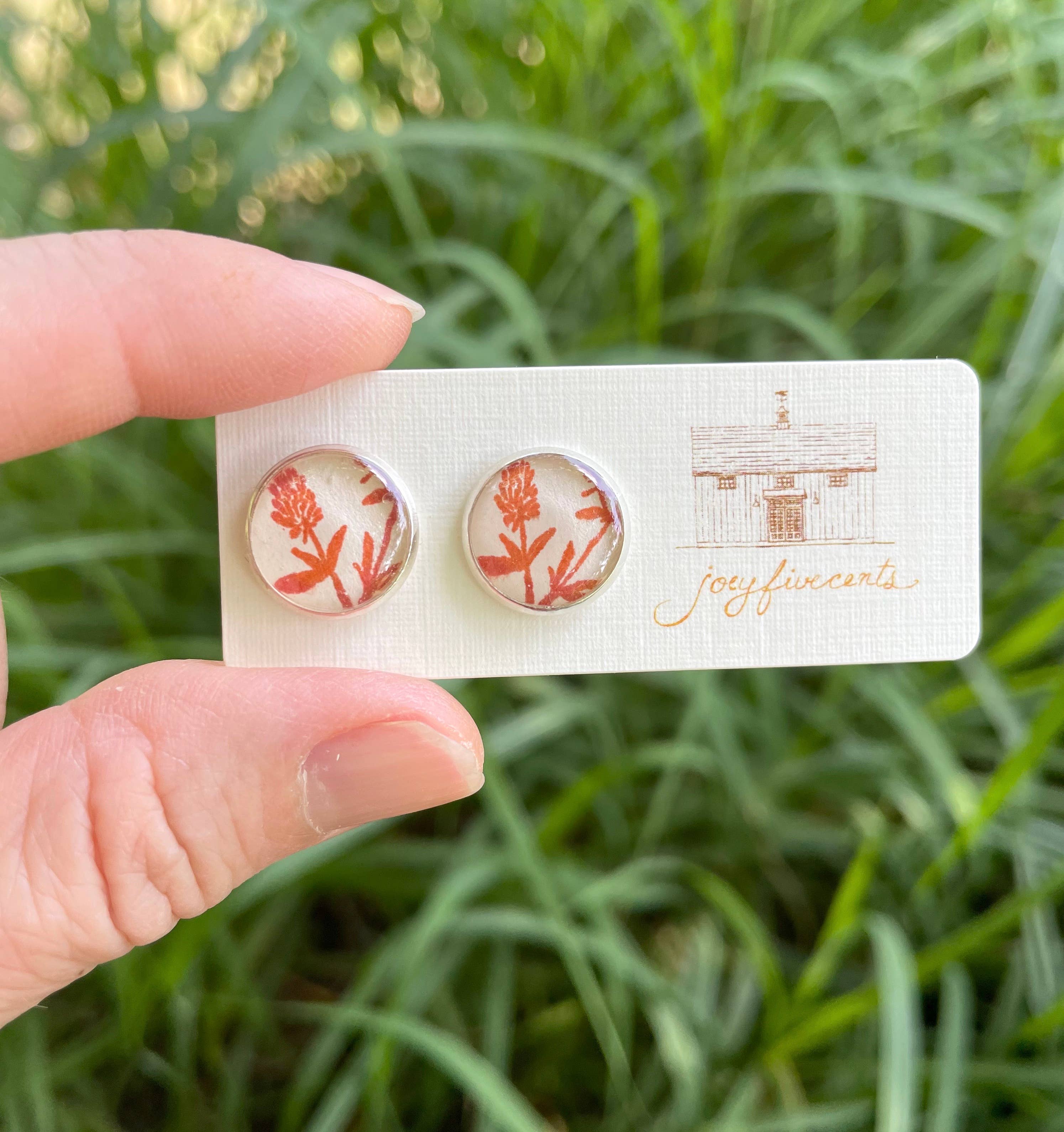 joeyfivecents – Engroshandel Ørestikkere – Studs - stor sølv, håndstemplet mandarin haven collectn6