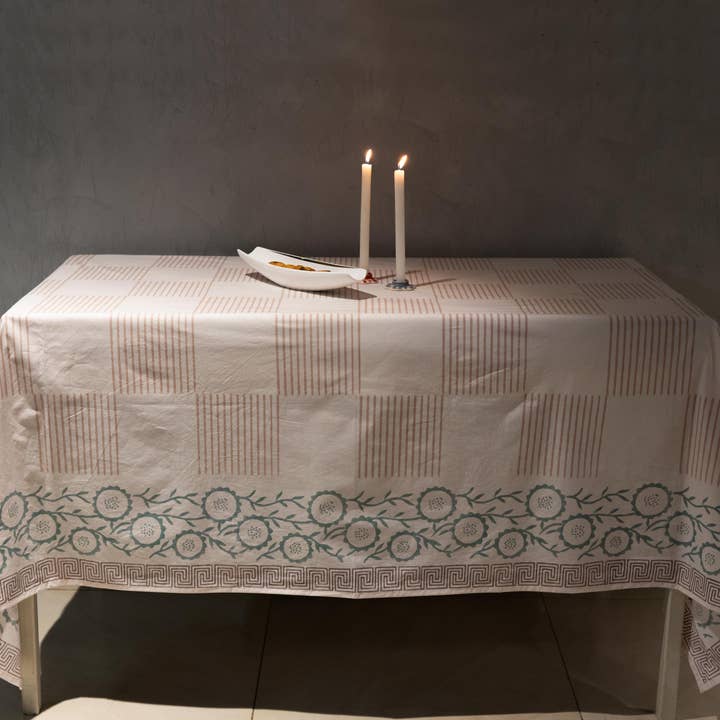 Handblock Printed Table Cloth - 80 x 60 inches for wholesale by Artisaga