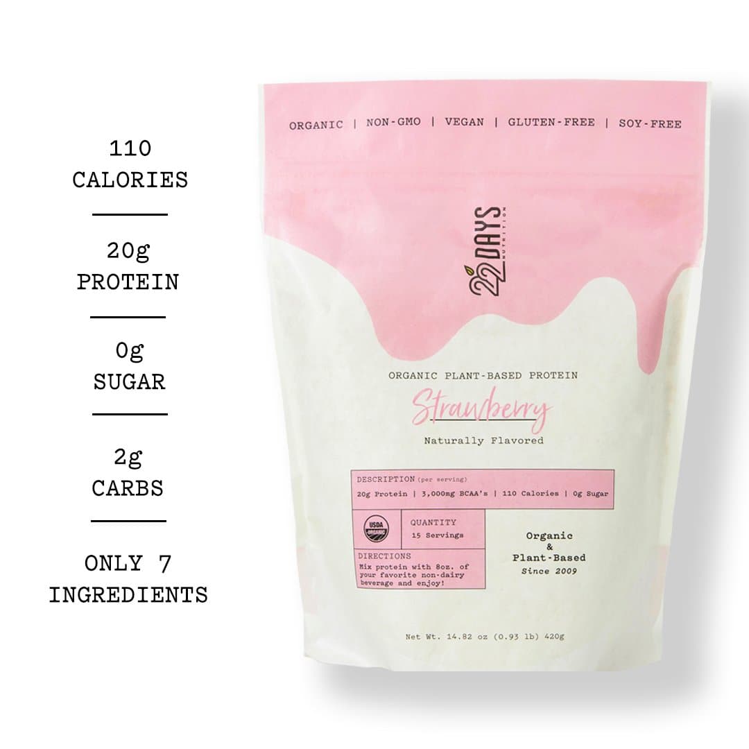 22 Days Nutrition - Vente Poudres protéinées/superaliments - Poudre de protéines végétales biologiques (20 g de protéines, faible teneur en glucides)13