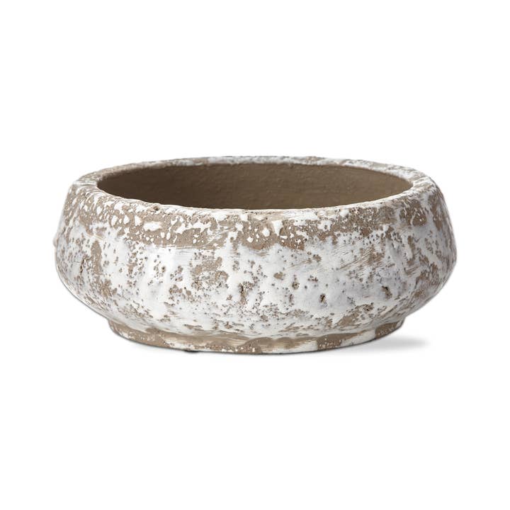 Laguna Low Bowl Planter - White Multi for wholesale on Faire
