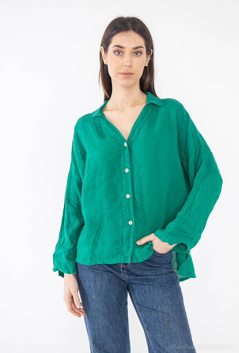LINEN & COTTON HOUSE - Vente Chemise à col boutonné – femme - CHEMISE EN LIN. 48902 NINA18