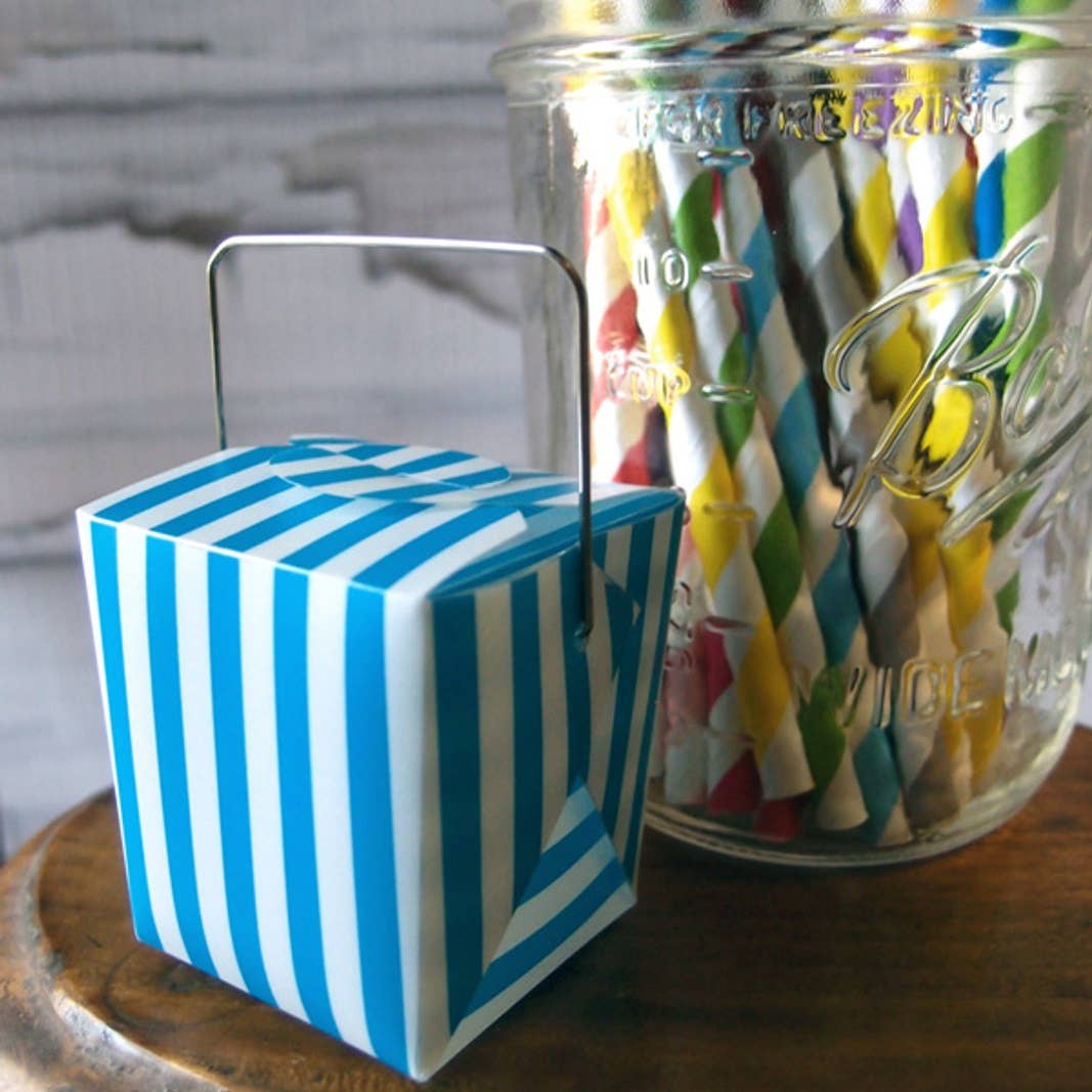Packaging Decor - Wholesale Party Favor Bag/Box - Mini Takeout Party Favor Box Stripes 12 pcs0