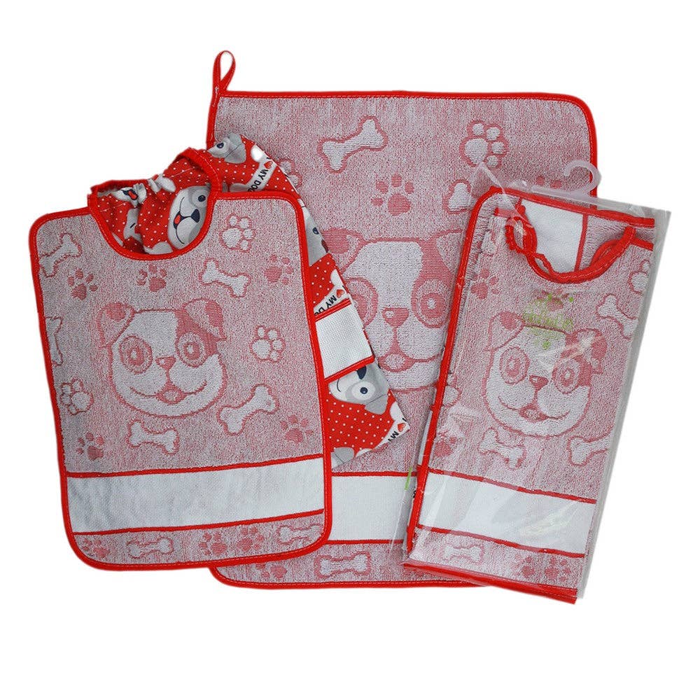 Almatex srl - Wholesale Toy Set - Kids - Rufy 3-piece set: towel+elastic bib and canvas bag to embroider1