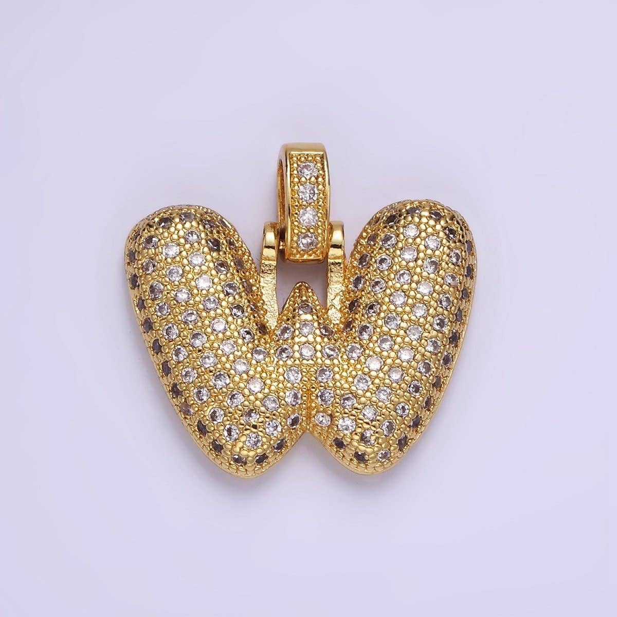 Aim Eternal - Wholesale Individual Charm/Pendant - 14K Gold Filled 20mm Micro Paved Balloon Bubble Initial Letter Pendant | A1197-A120922