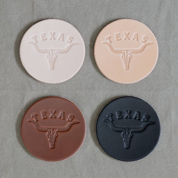 Leather Coaster | Texas Longhorn for wholesale by Manready Mercantile