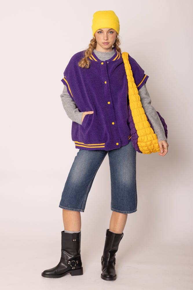 MiMi Wholesale - Wholesale Outerwear Vest - Women's - QCV420019 College Colors Sherpa Varsity Vest21