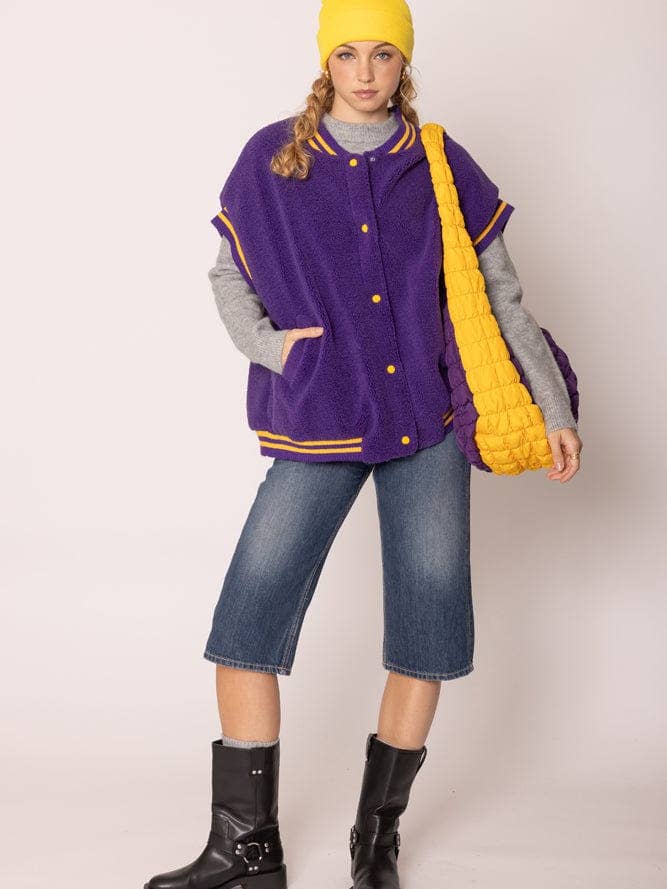 MiMi Wholesale - Wholesale Outerwear Vest - Women's - QCV420019 College Colors Sherpa Varsity Vest21