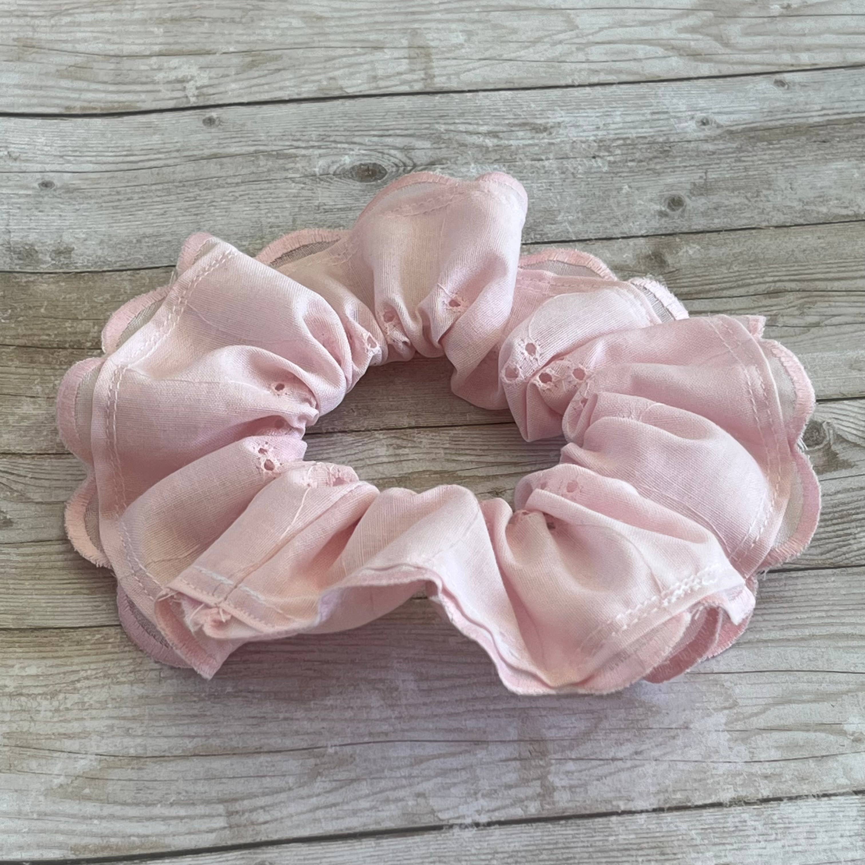 Open Window Studios - Wholesale Scrunchie - Women's - Scrunchie Vintage Pink Eyelet Lace Pink Scrunchie 2