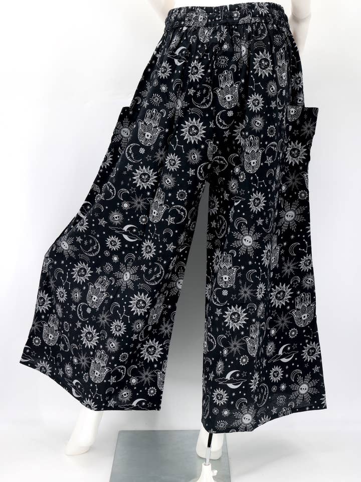 Himalaya Handmade - Wholesale Pants – Women's - Cotton Hippie Handmade Harem Celestial Print Wide Leg Bohemian Trousers8