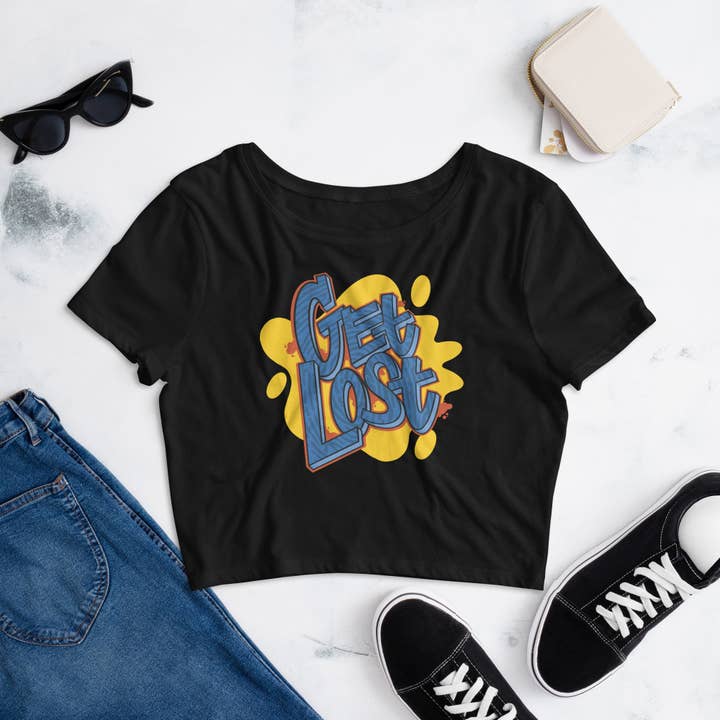 Get Lost Crop Top, T-shirt met Graffiti print voor wholesale door emilyckohl