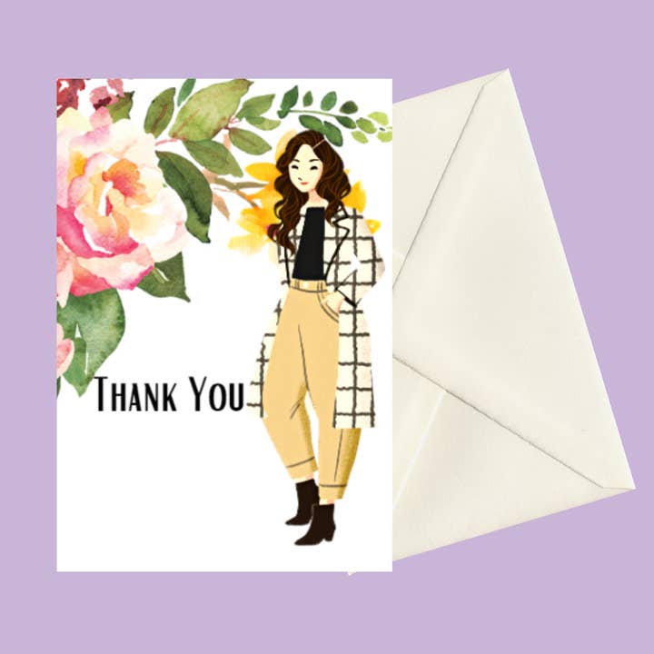 Fashionable Girl Thank You Card for wholesale by Betty J